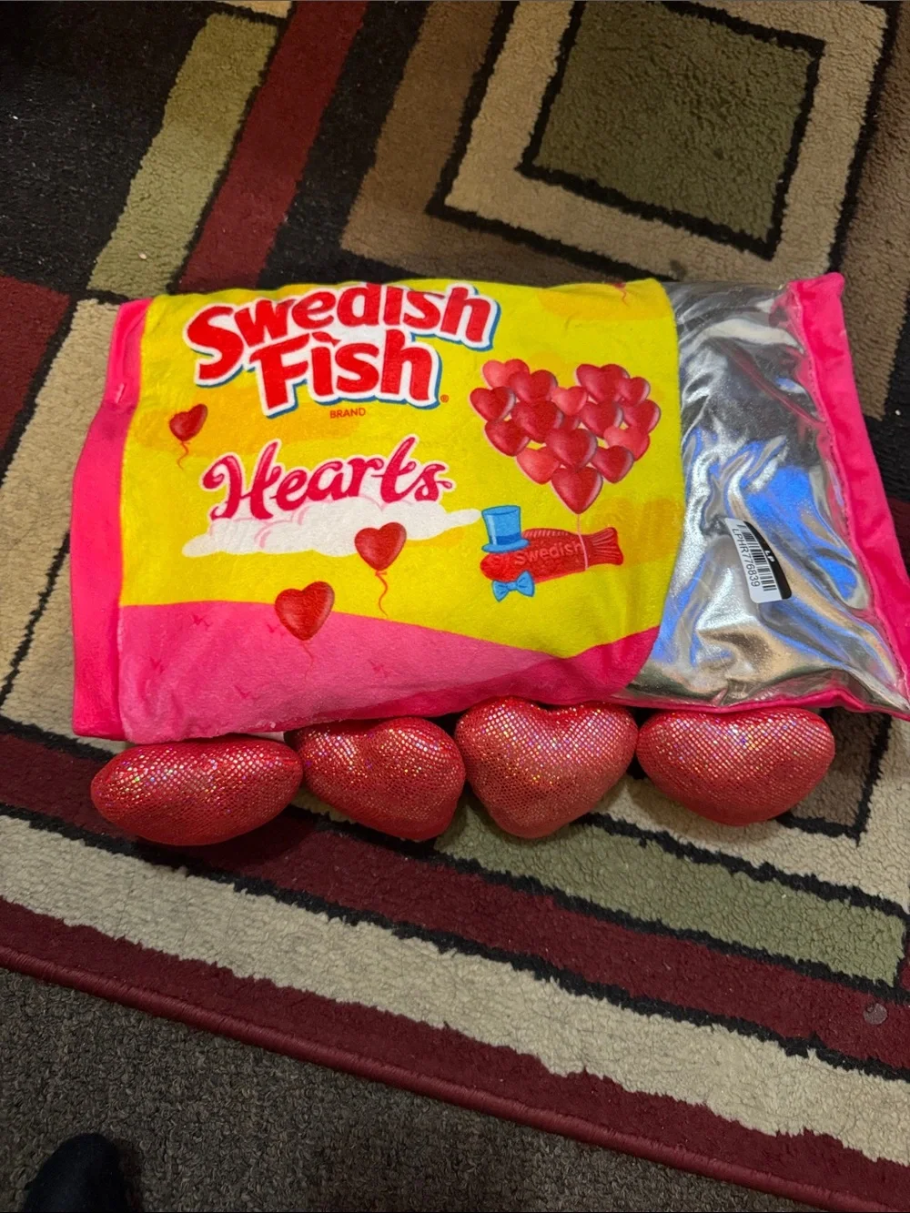 Hearts Plush Pet Pillow - Pink & Yellow